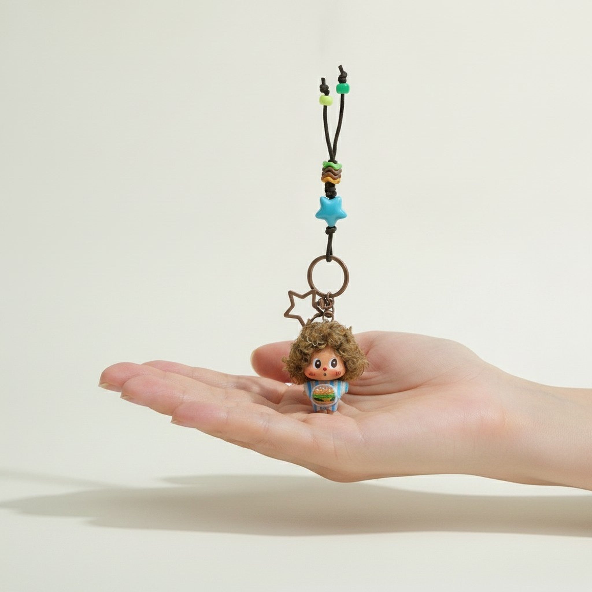 Cute Doll Hamburger Keychain Charm – novelty & toys (view 3)