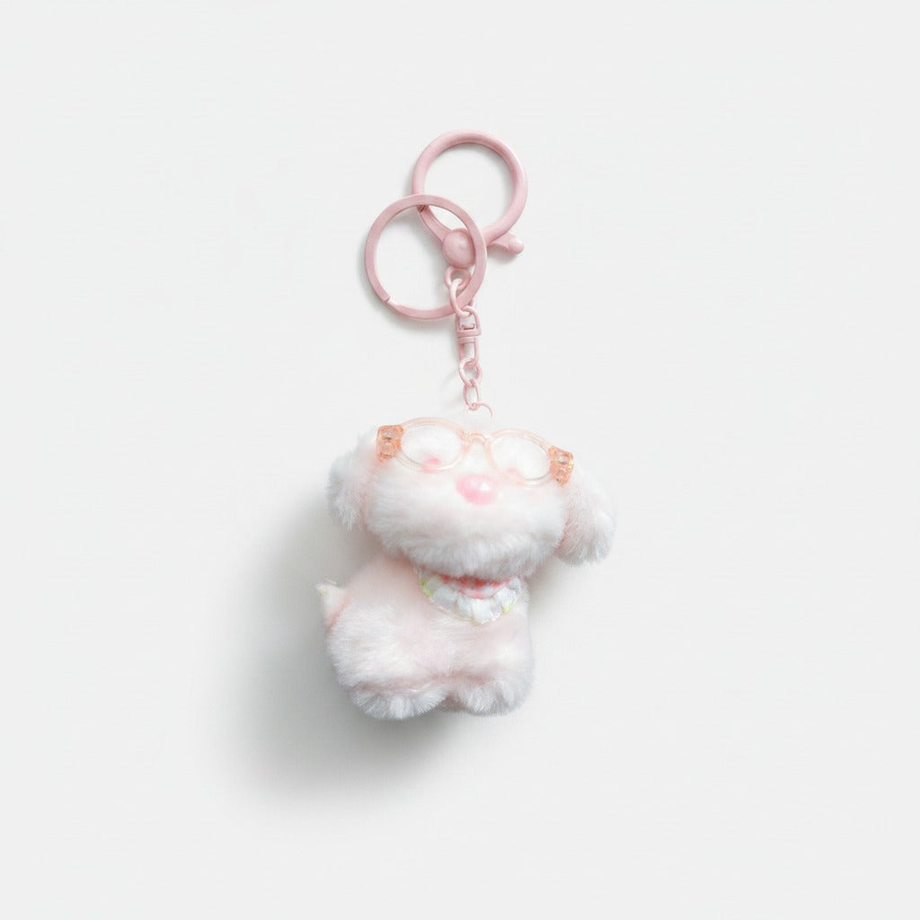 Fluffy Dog with Glasses Keychain Charm – novelty & toys (view 1)