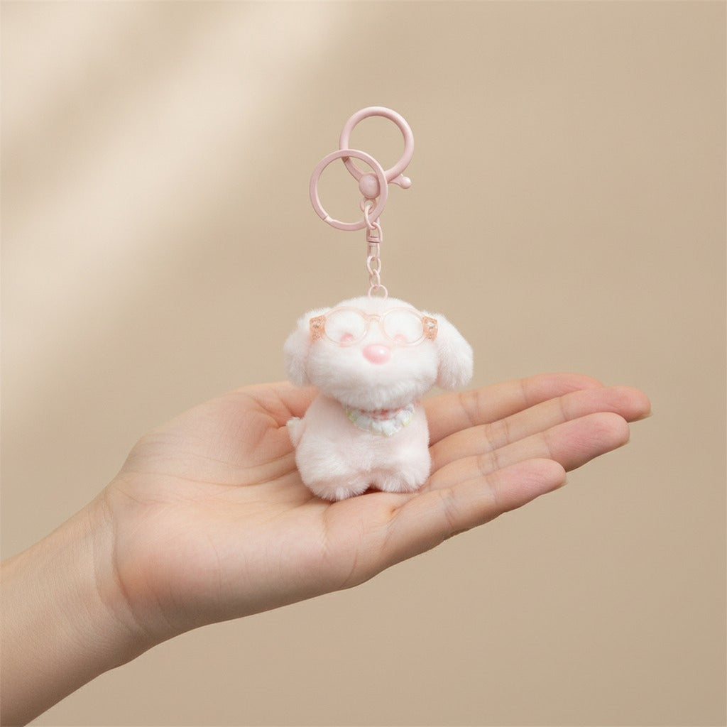Fluffy Dog with Glasses Keychain Charm – novelty & toys (view 3)
