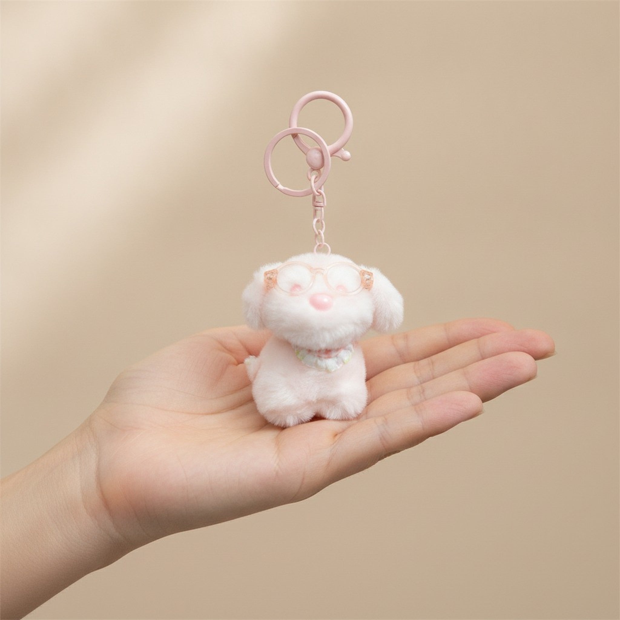 Fluffy Dog with Glasses Keychain Charm – novelty & toys (view 3)