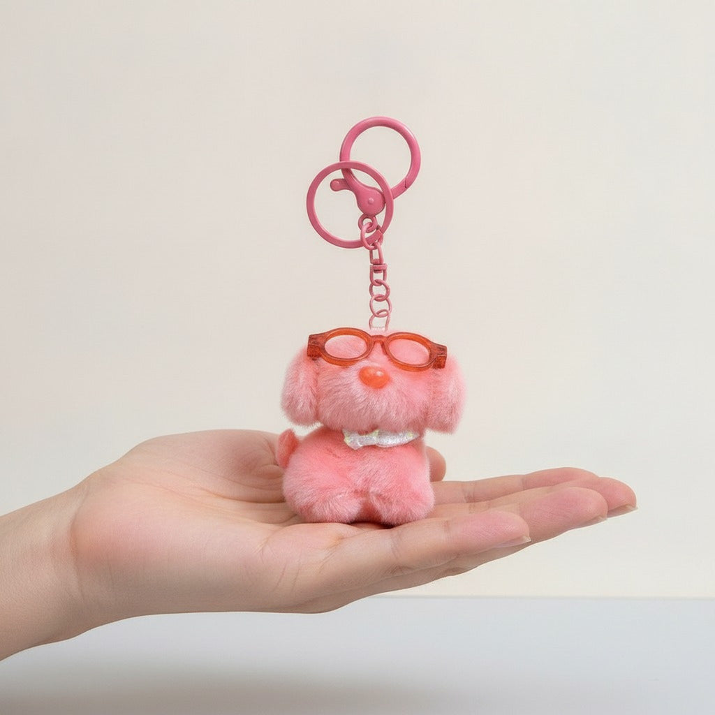 Plush Dog With Glasses Keychain – novelty & toys (view 3)