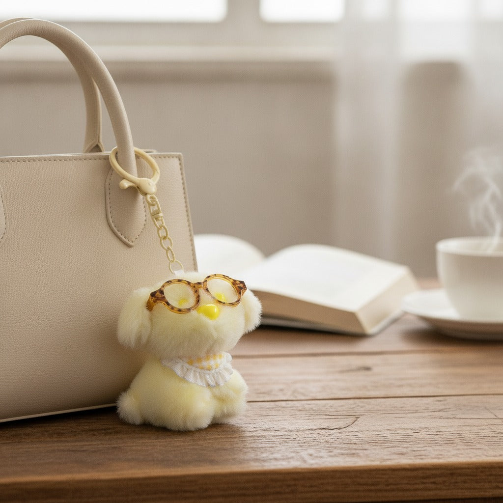 Cute Plush Dog Keychain with Glasses – novelty & toys (view 2)
