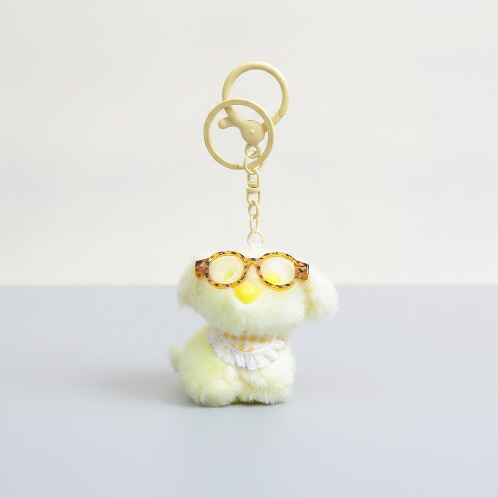 Cute Plush Dog Keychain with Glasses – novelty & toys (view 1)