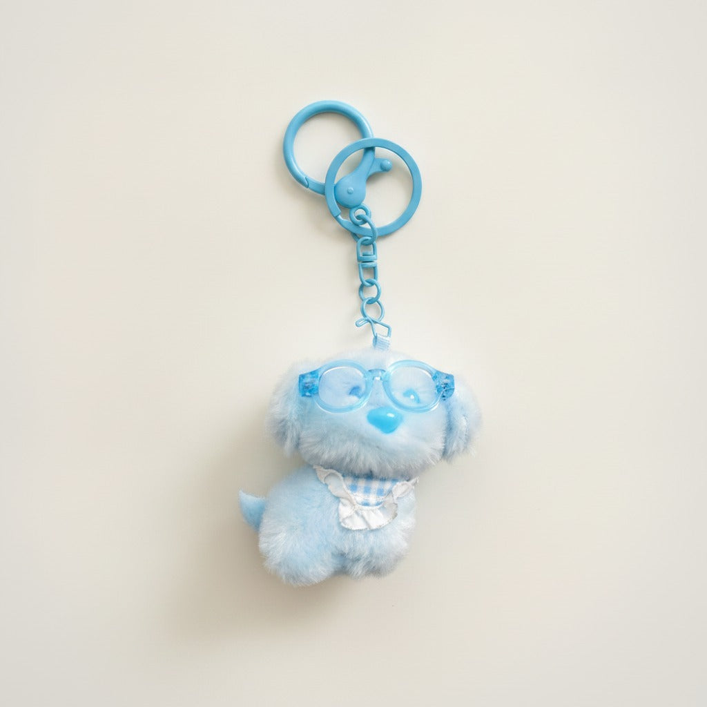 Cute Fluffy Dog Glasses Keychain – novelty & toys (view 1)