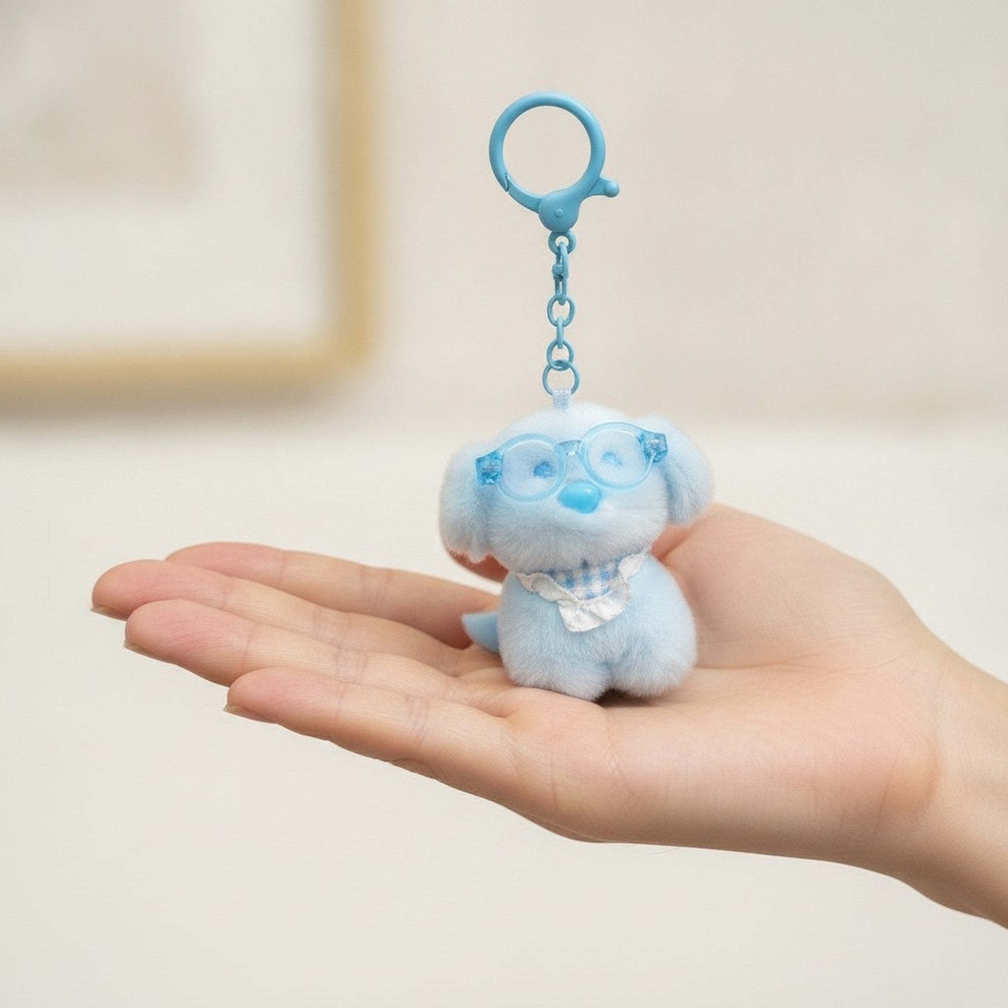 Cute Fluffy Dog Glasses Keychain – novelty & toys (view 3)