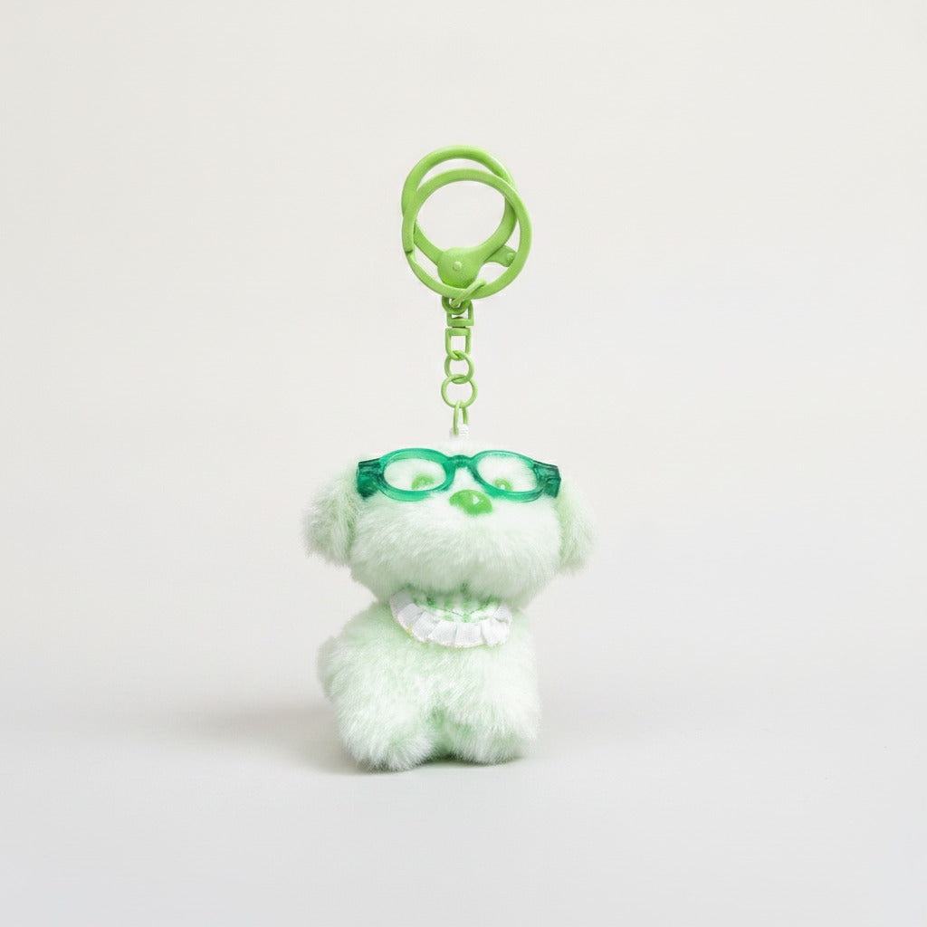 Plush Puppy Keychain Charm with Glasses – novelty & toys (view 1)