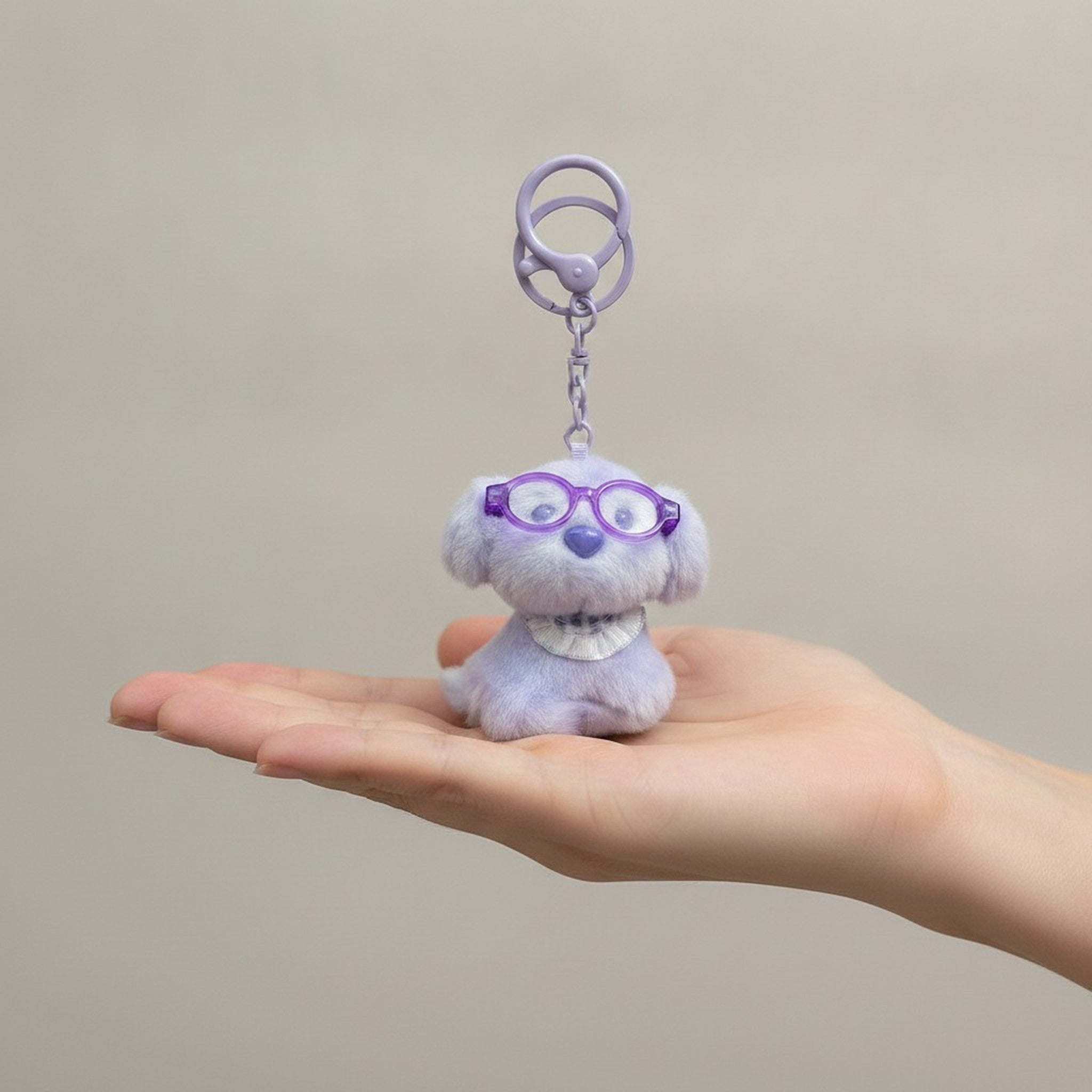Fluffy Dog Keychain with Glasses – novelty & toys (view 3)