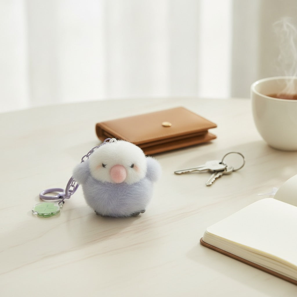 Cute Fluffy Bird Plush Keychain – novelty & toys (view 2)
