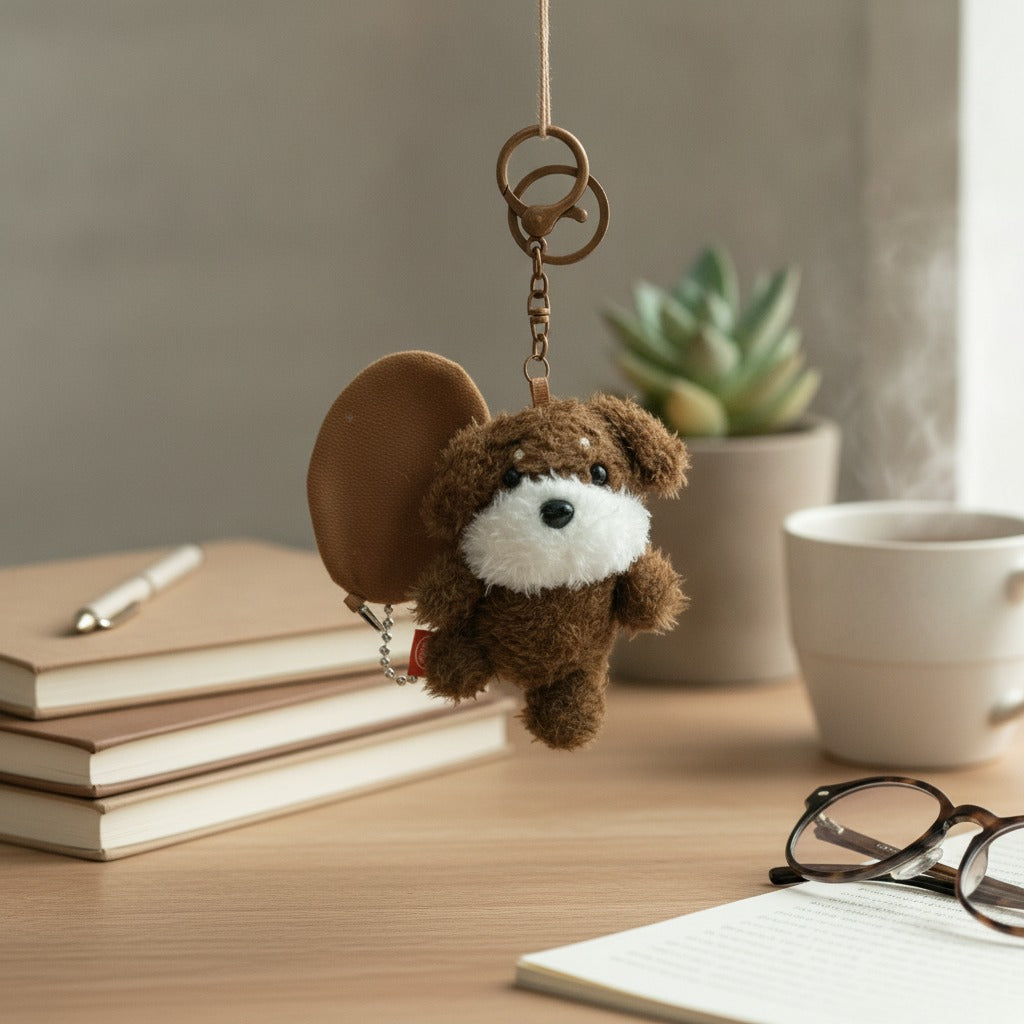 Cute Plush Dog Mini Pouch Keychain – novelty & toys (view 2)
