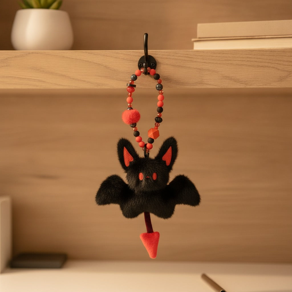 Furry Bat Beaded Keychain Charm – novelty & toys (view 2)