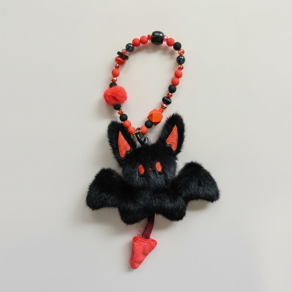 Furry Bat Beaded Keychain Charm – novelty & toys (view 1)