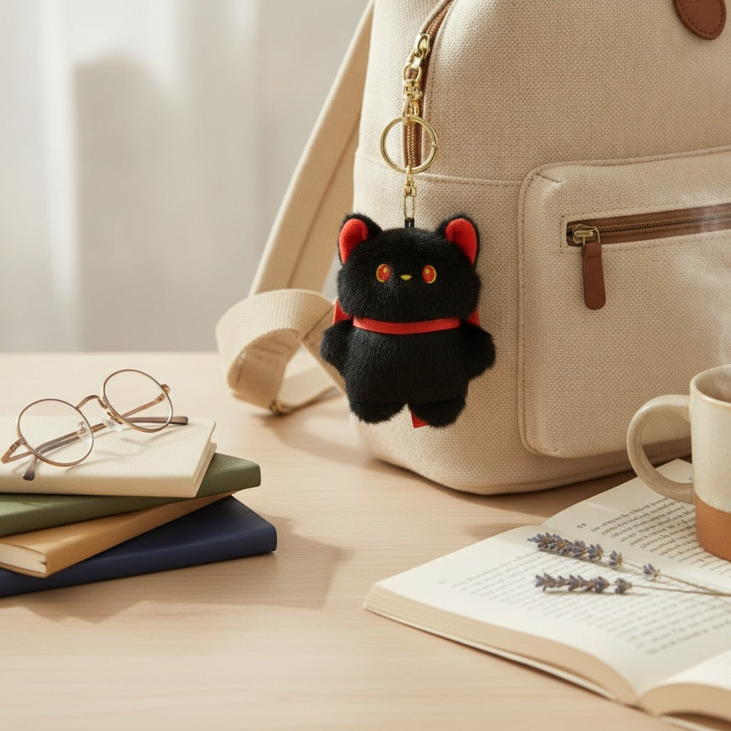 Cute Fluffy Cat Keychain Charm – novelty & toys (view 2)