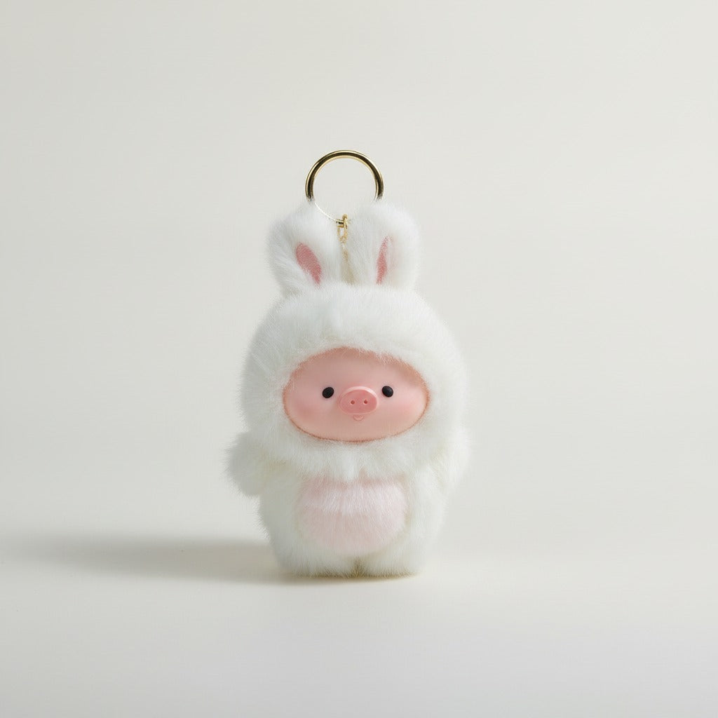 Fluffy Pig Bunny Keychain Charm – novelty & toys (view 1)