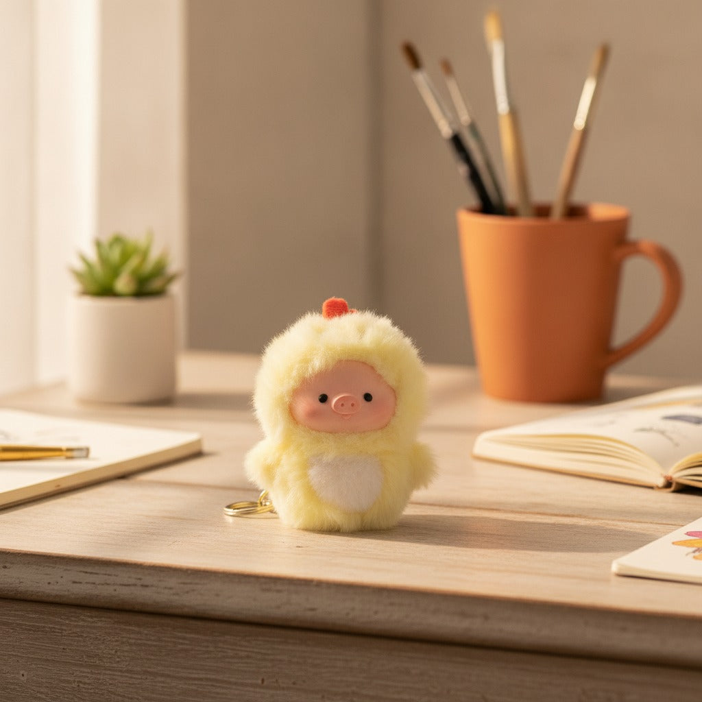 Fluffy Pig Chick Costume Keychain – novelty & toys (view 2)