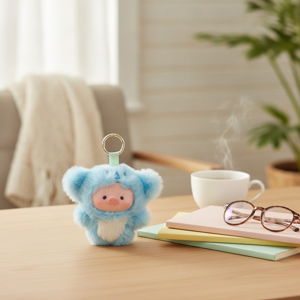 Cute Fluffy Pig Animal Keychain – novelty & toys (view 2)