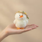Adorable Fluffy Duck Keyring with Straw Hat – novelty & toys (view 3)