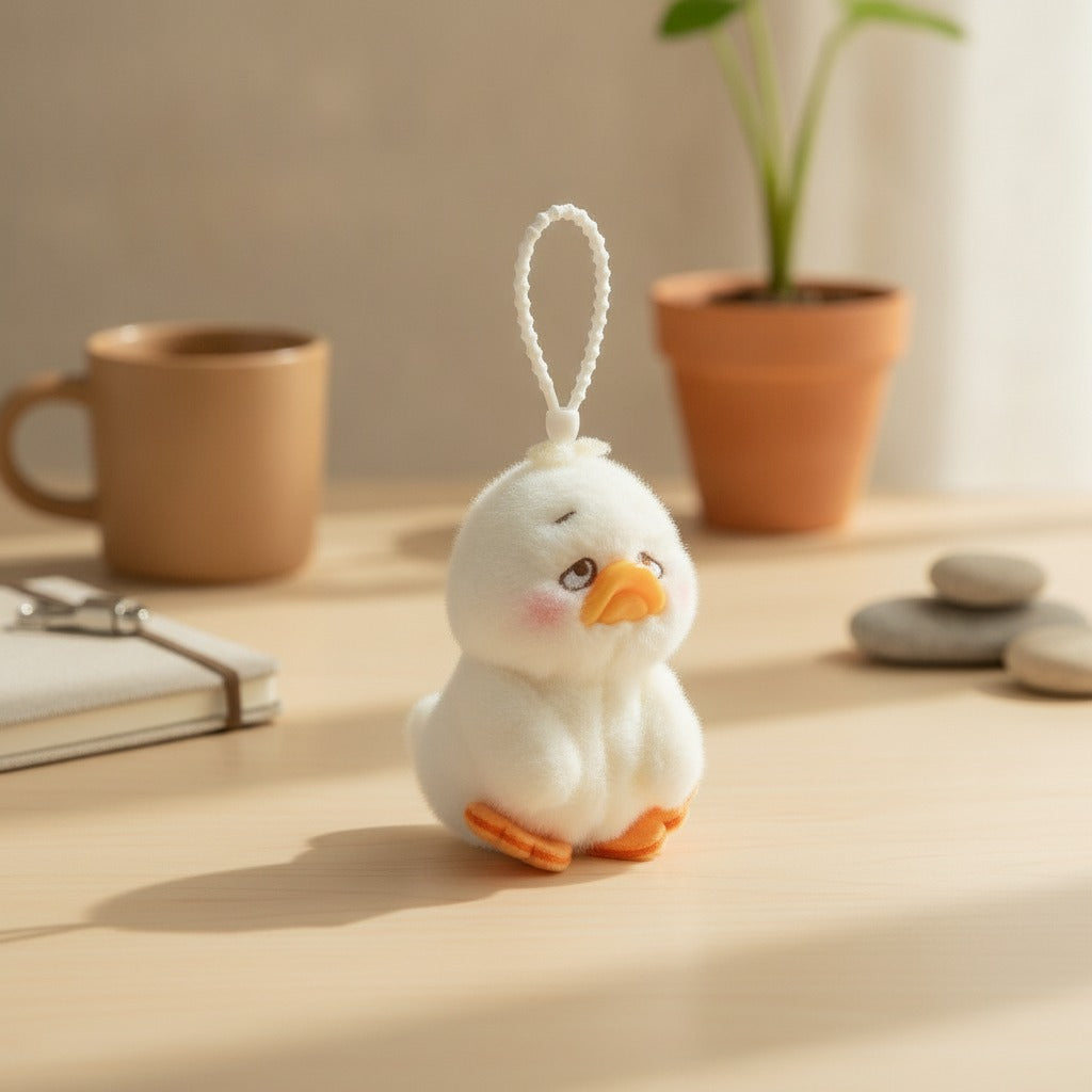 Cute Fluffy Duck Plush Keychain Charm – novelty & toys (view 2)