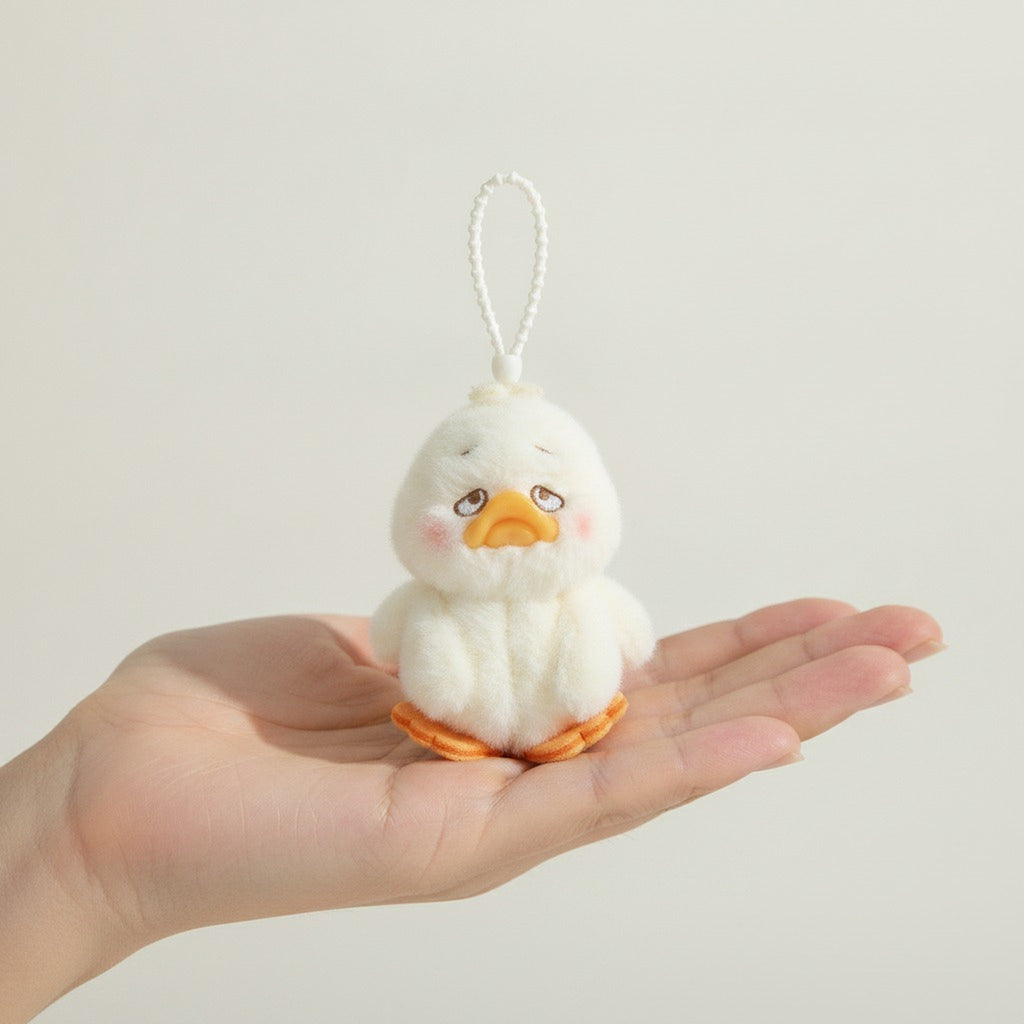 Cute Fluffy Duck Plush Keychain Charm – novelty & toys (view 3)