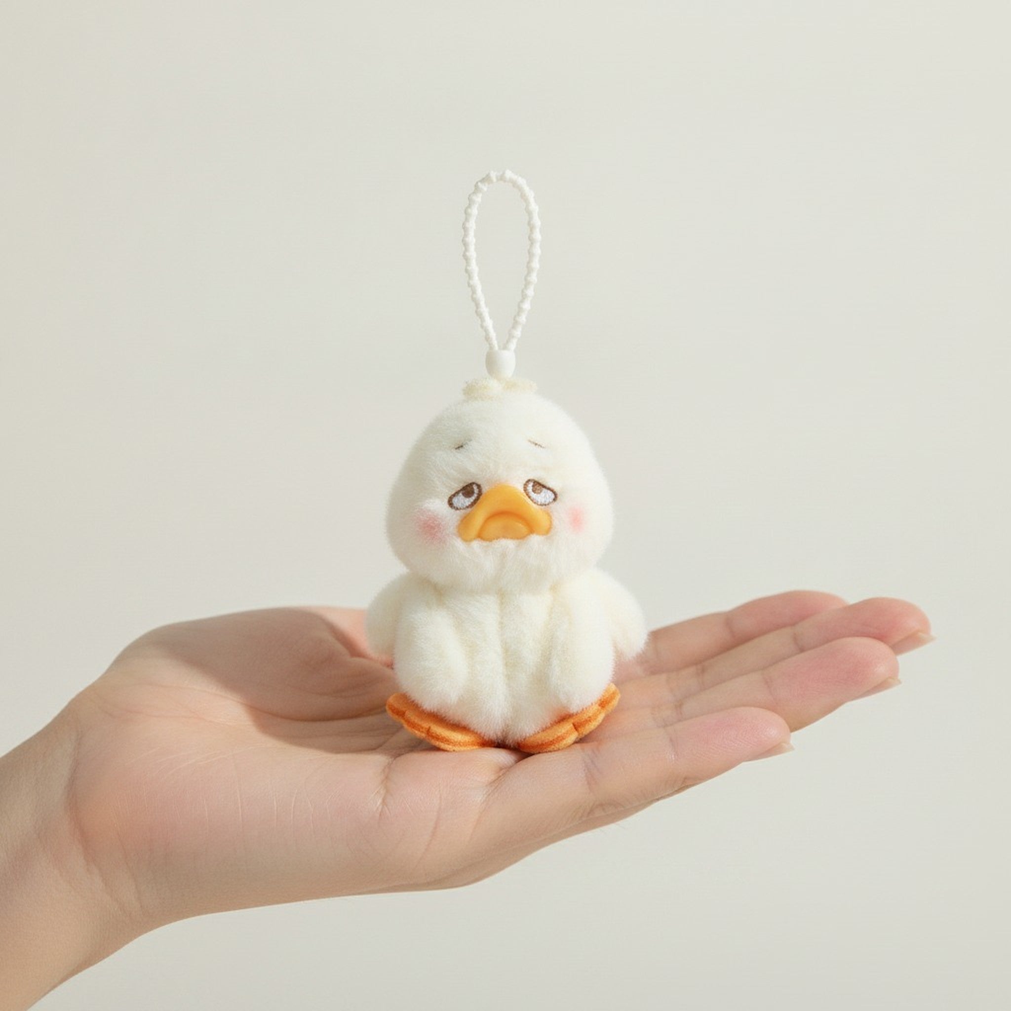 Cute Fluffy Duck Plush Keychain Charm – novelty & toys (view 3)