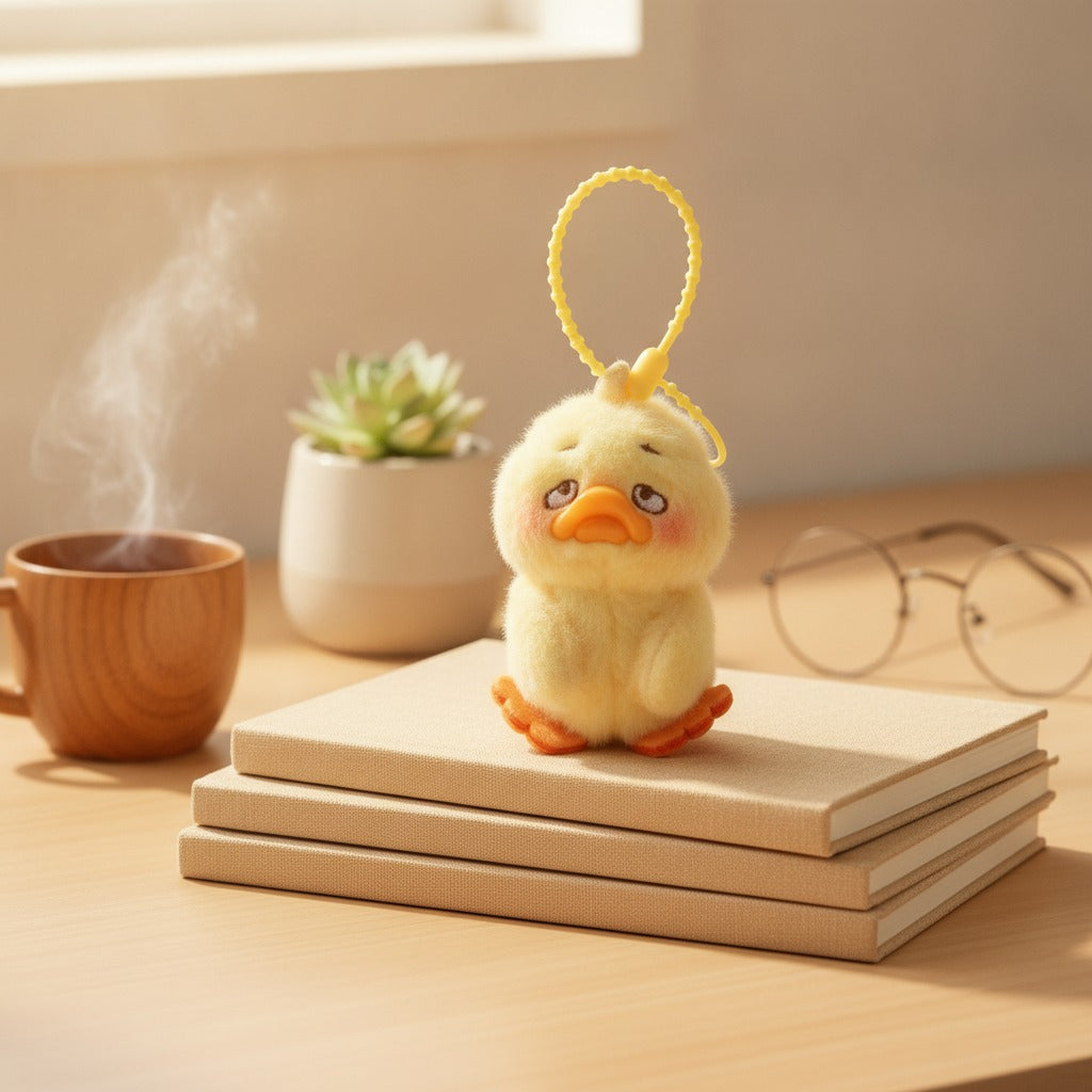 Kawaii Sad Duck Plush Keychain Charm – novelty & toys (view 2)