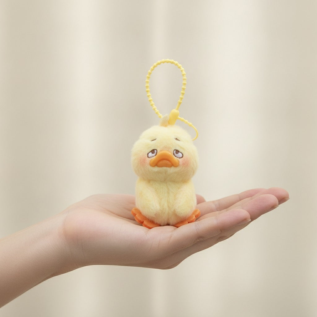 Kawaii Sad Duck Plush Keychain Charm – novelty & toys (view 3)