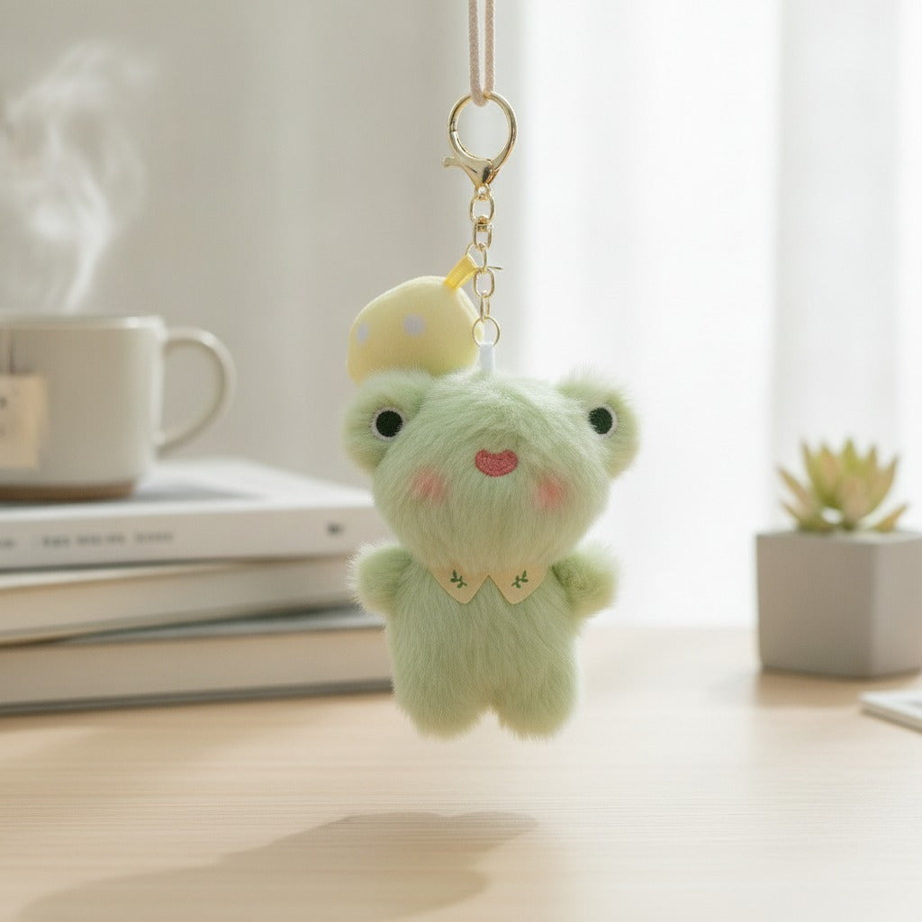 Cute Plush Frog Keychain Charm – bags & wallets (view 2)