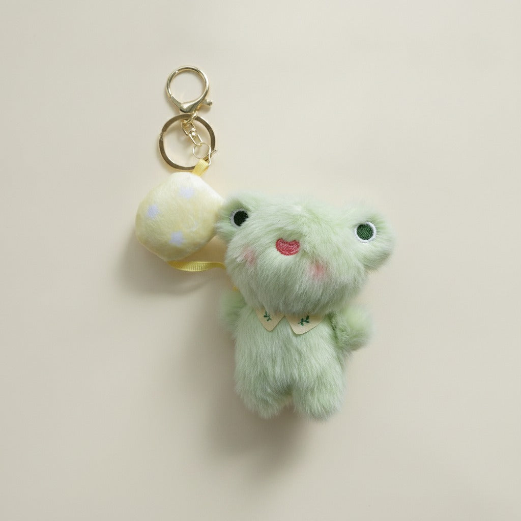 Cute Plush Frog Keychain Charm – bags & wallets (view 1)