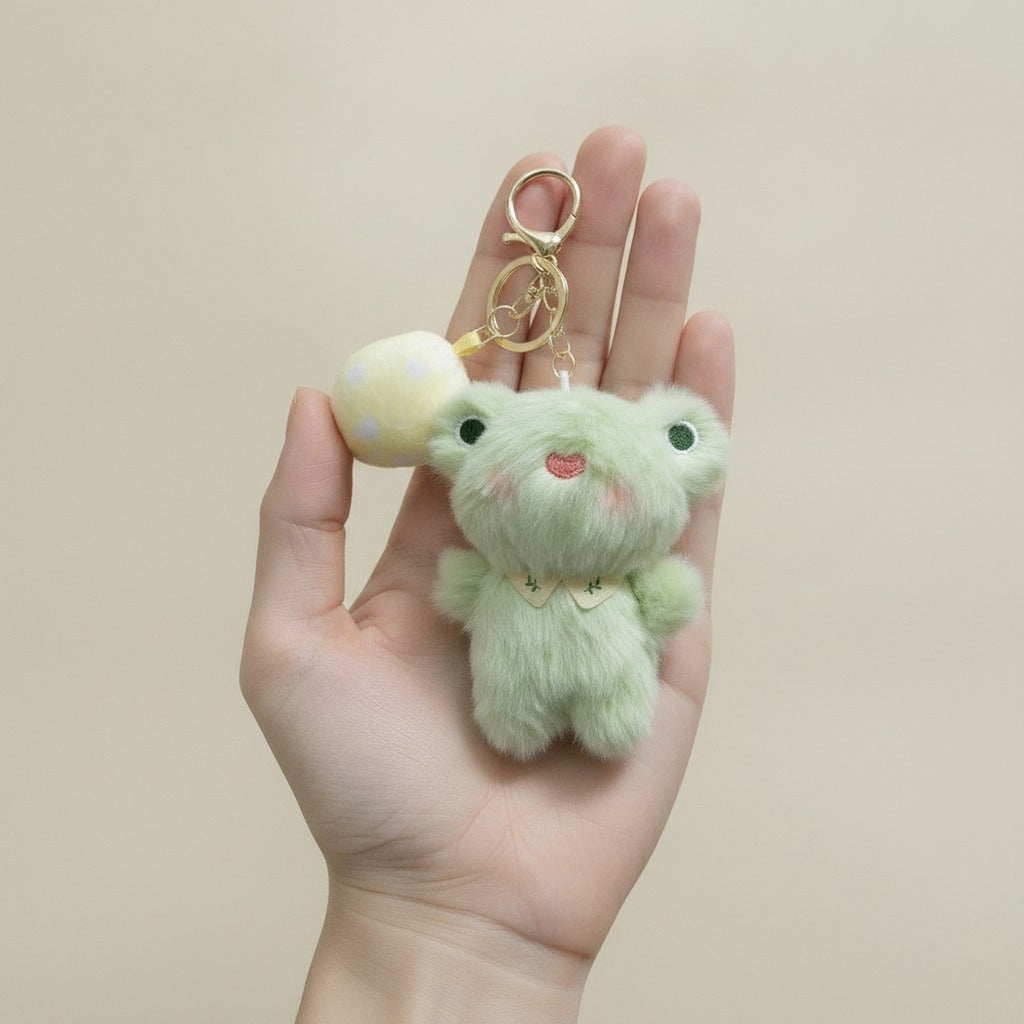 Cute Plush Frog Keychain Charm – bags & wallets (view 3)