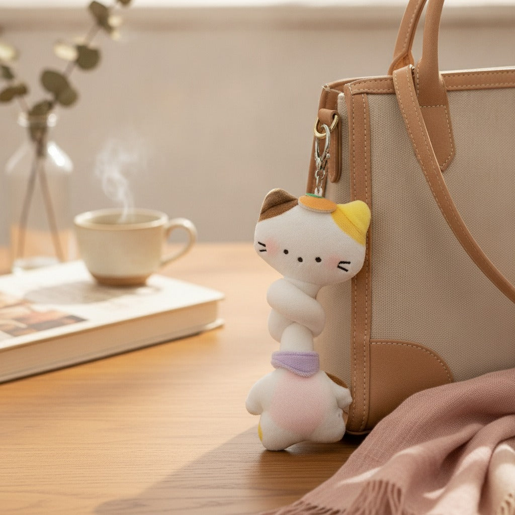 Cute Cat Knotted Plush Keychain – novelty & toys (view 2)