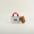 White Embroidered Friends Canvas Mini Bag Pendant with Bear Keychain