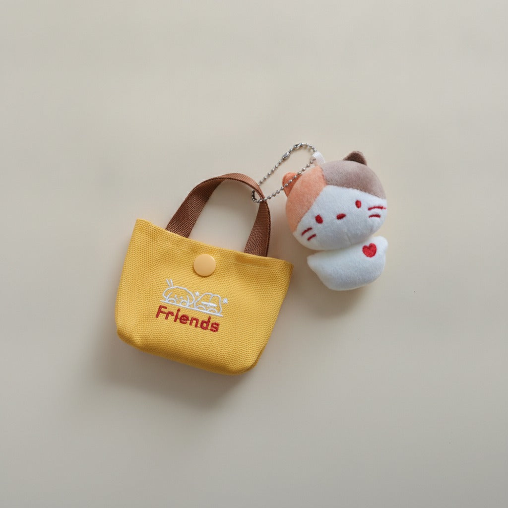 Mini Canvas Bag and Cat Plush Keychain Set – novelty & toys (view 1)