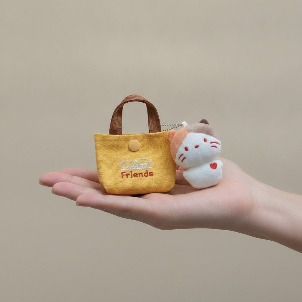 Mini Canvas Bag and Cat Plush Keychain Set – novelty & toys (view 3)