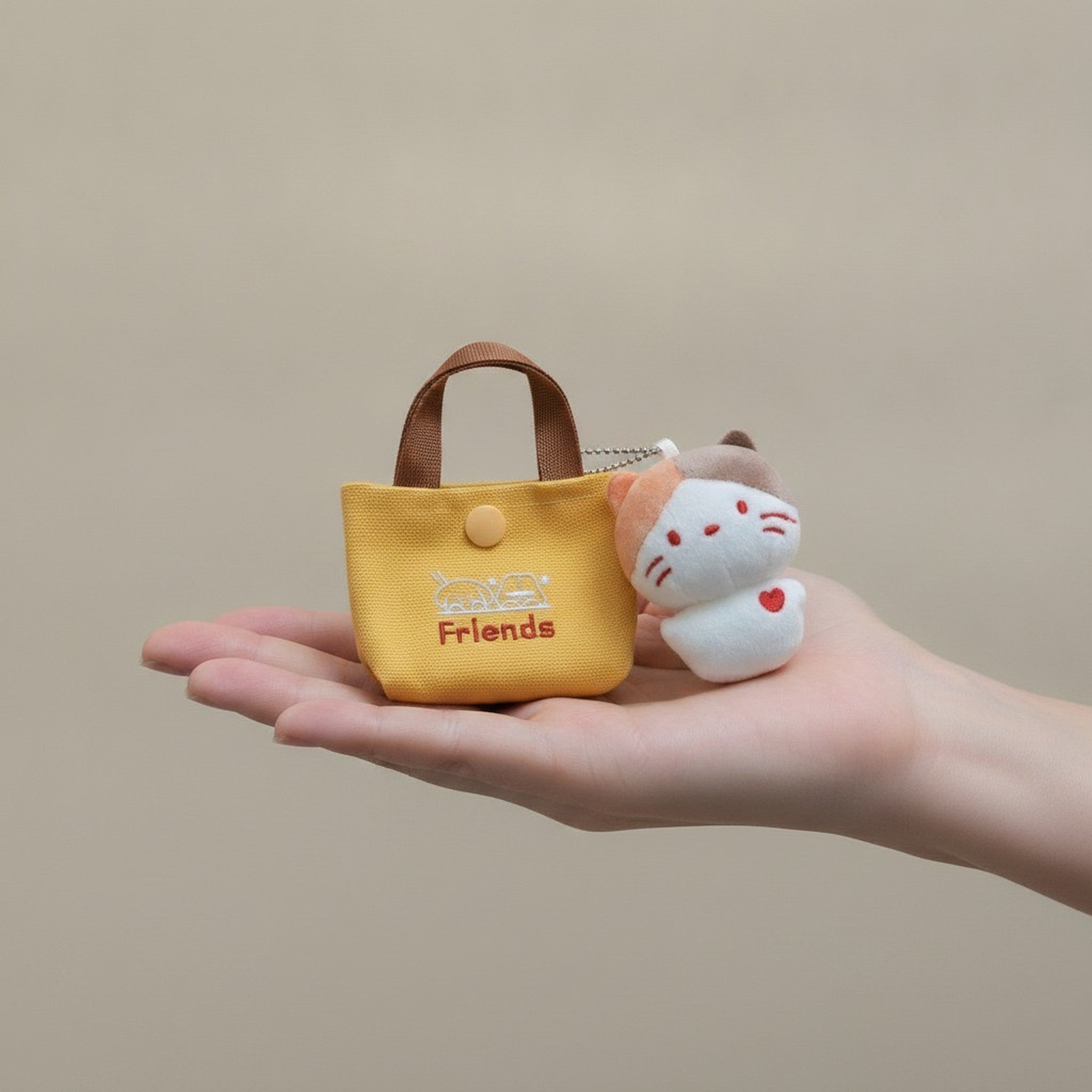 Mini Canvas Bag and Cat Plush Keychain Set – novelty & toys (view 3)