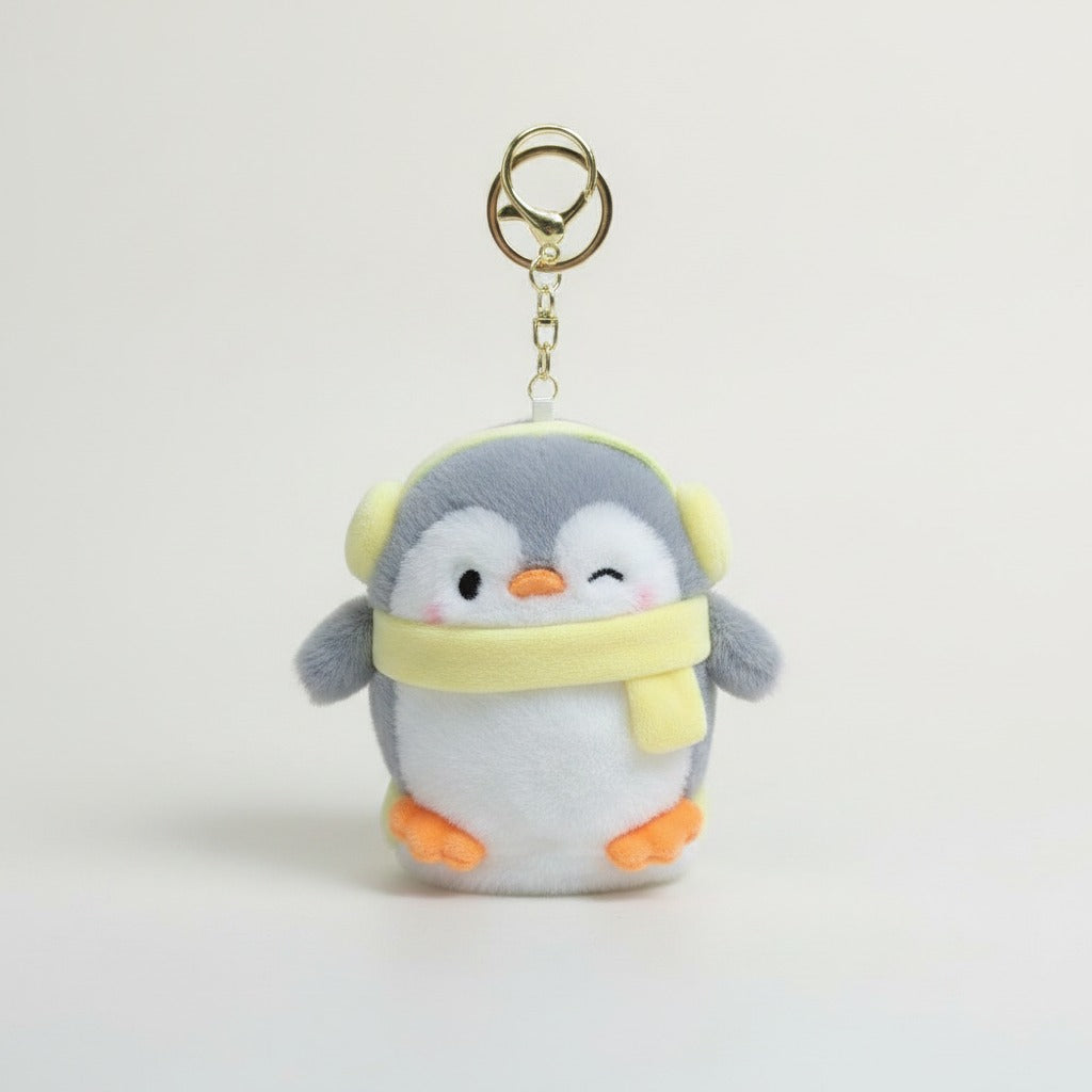 Fluffy Penguin Keychain with Earmuffs – novelty & toys (view 1)