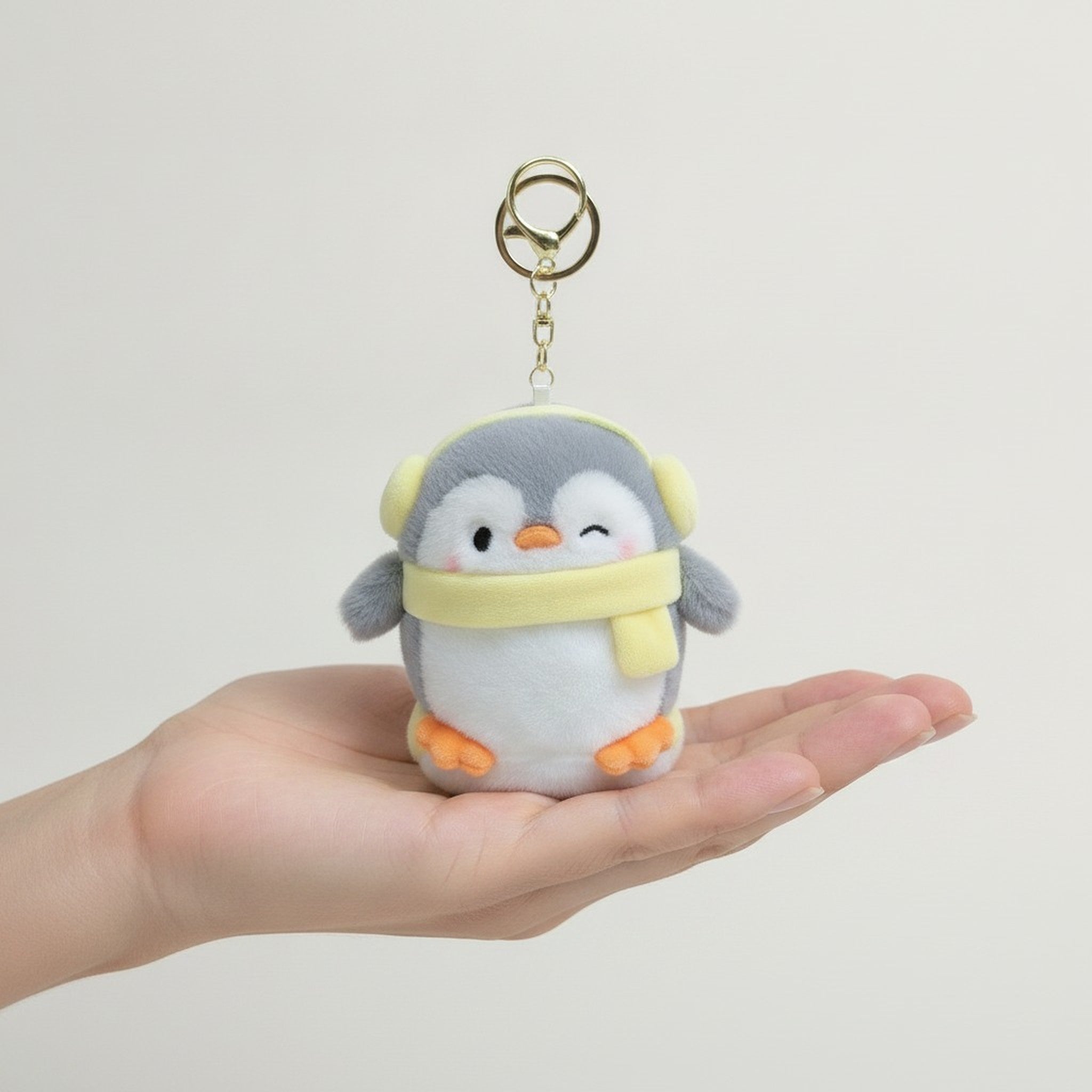 Fluffy Penguin Keychain with Earmuffs – novelty & toys (view 3)