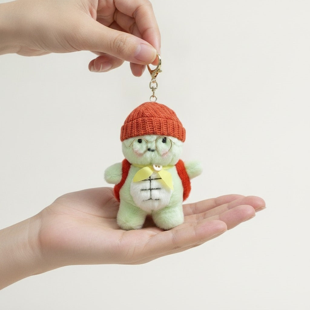 Cute Turtle Plush Keychain With Hat And Glasses – novelty & toys (view 3)