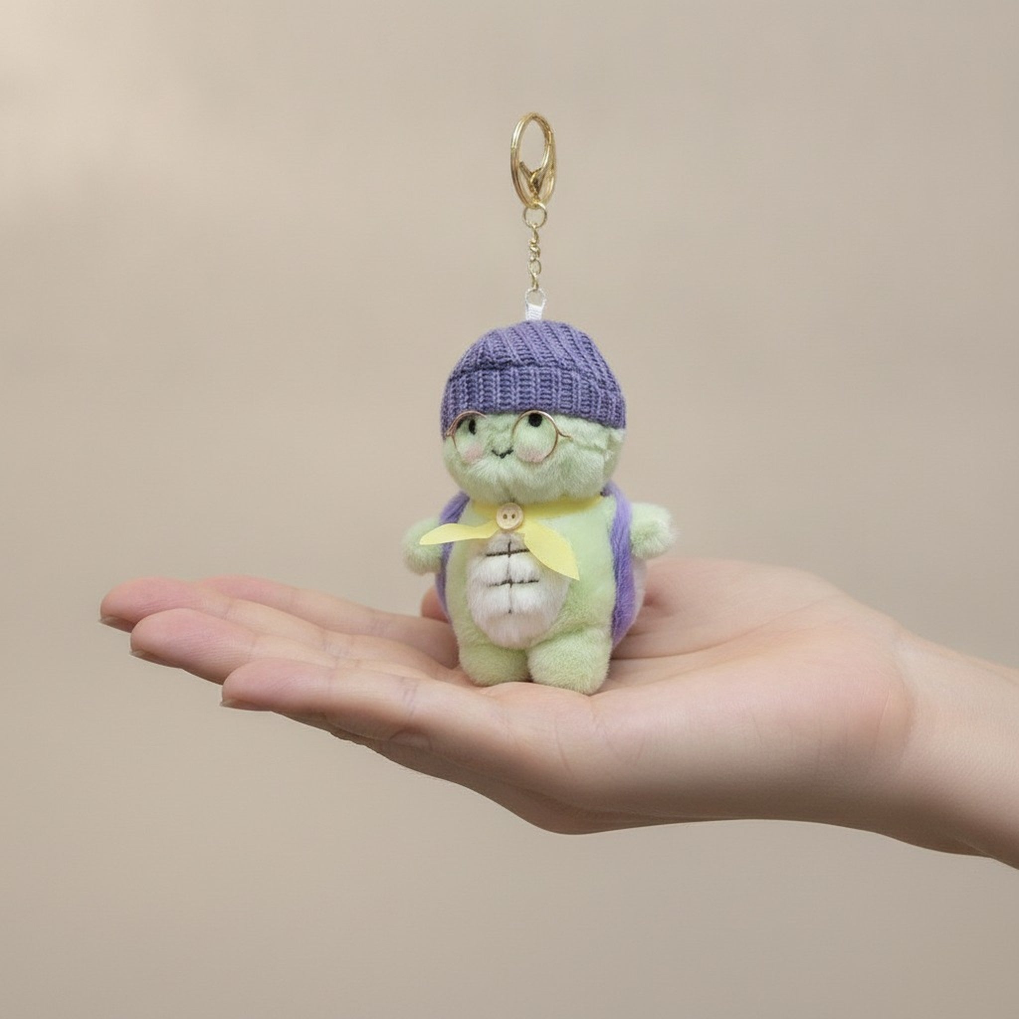 Cute Turtle Plush Keychain with Hat – novelty & toys (view 3)