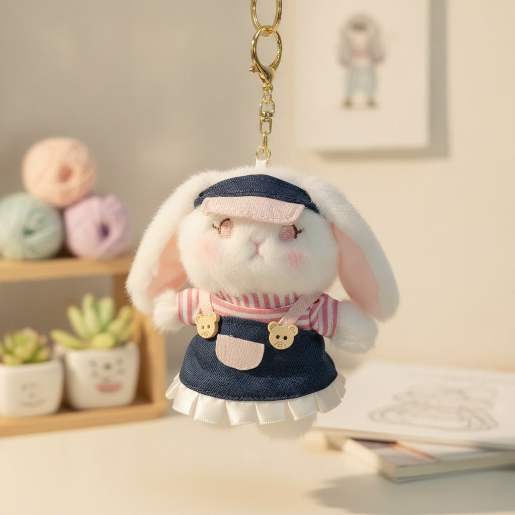 Cute Plush Bunny Keychain Bag Charm – novelty & toys (view 2)