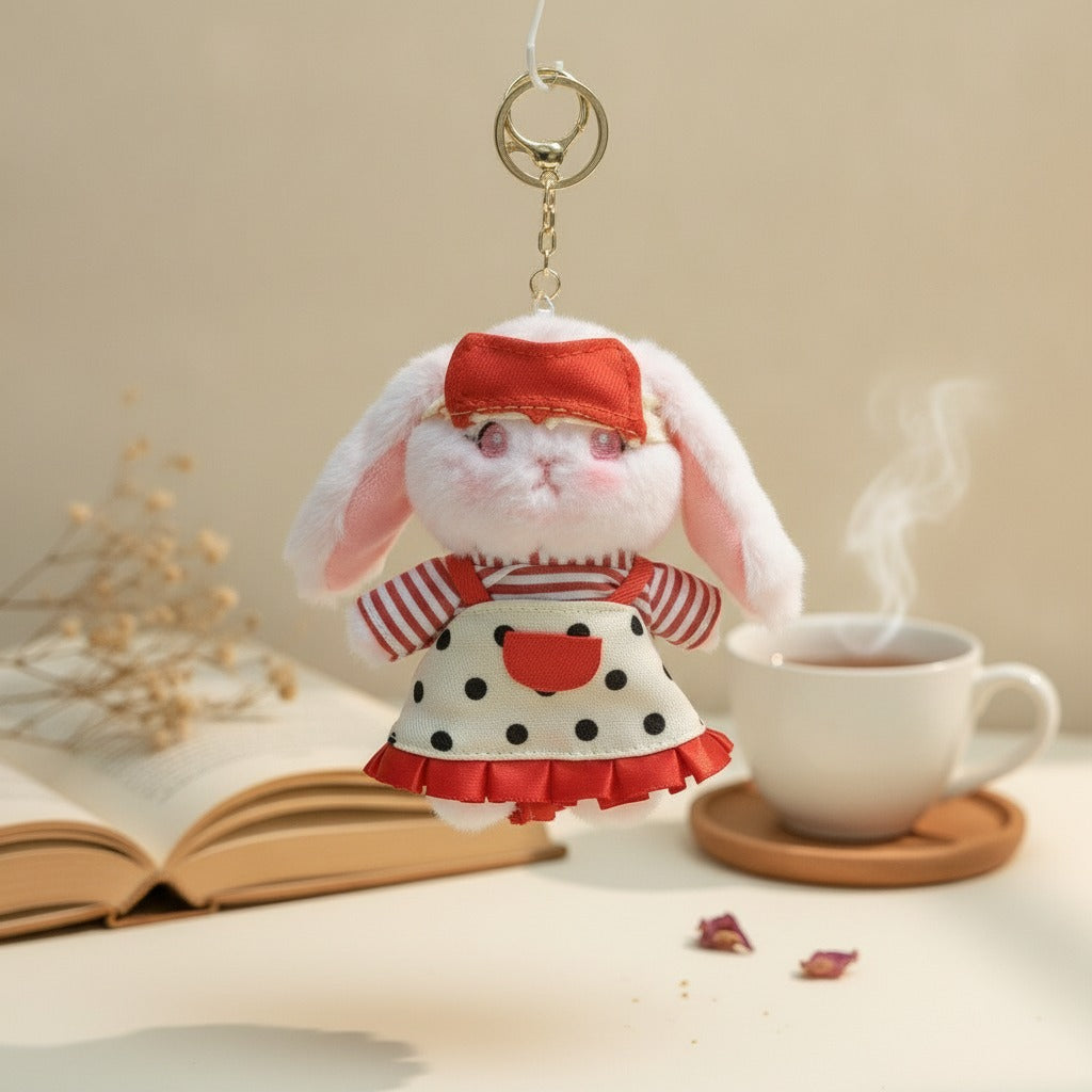 Cute Dressed Bunny Plush Keychain – novelty & toys (view 2)