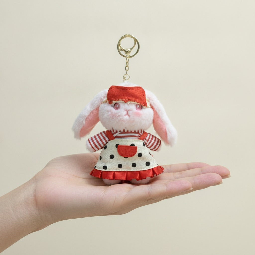 Cute Dressed Bunny Plush Keychain – novelty & toys (view 3)