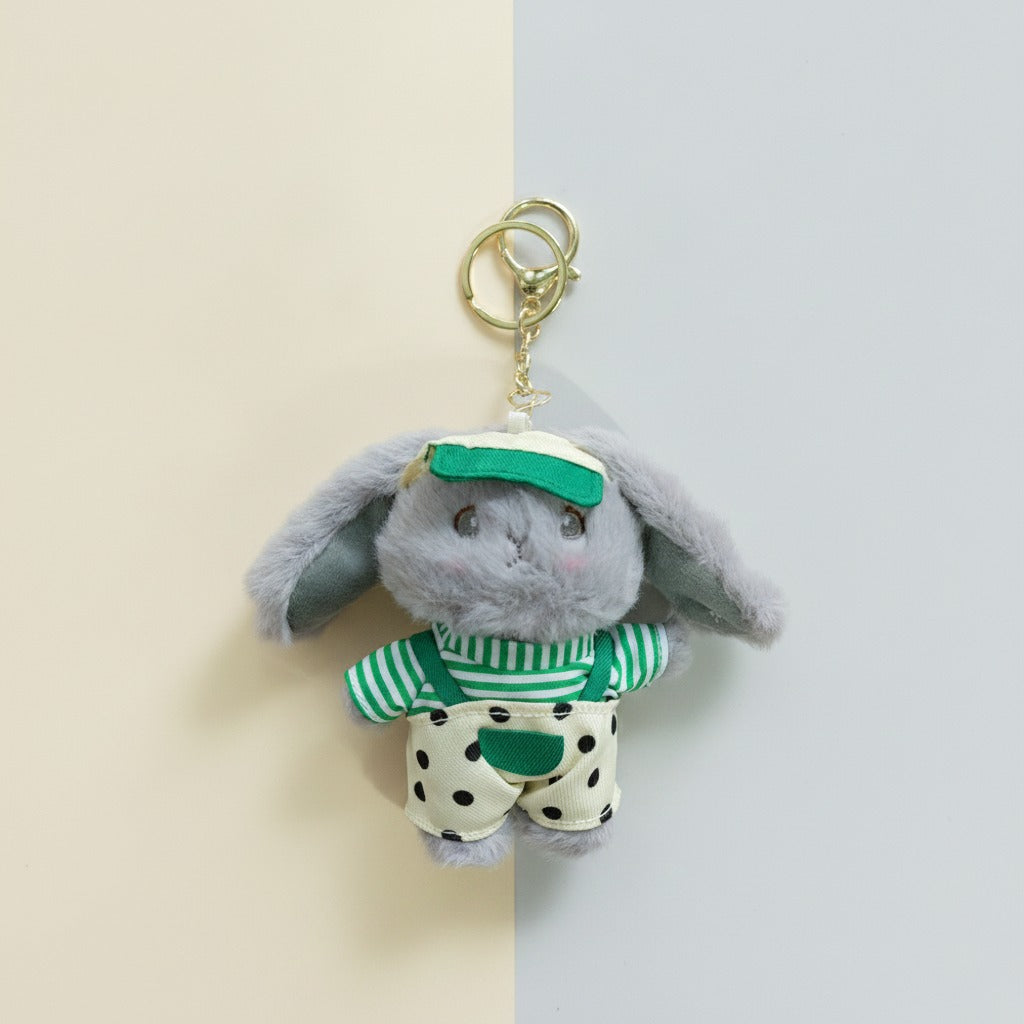 Plush Bunny Overalls Keychain – novelty & toys (view 1)