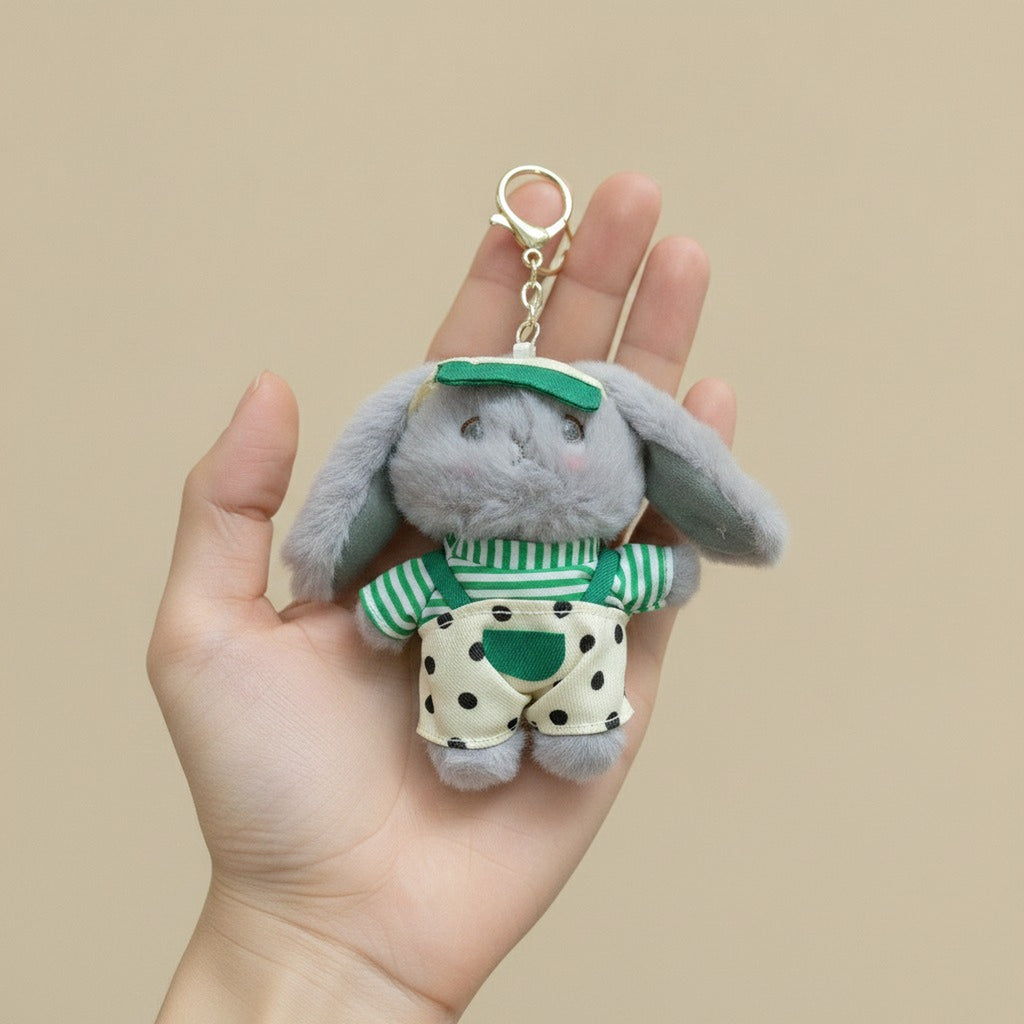 Plush Bunny Overalls Keychain – novelty & toys (view 3)