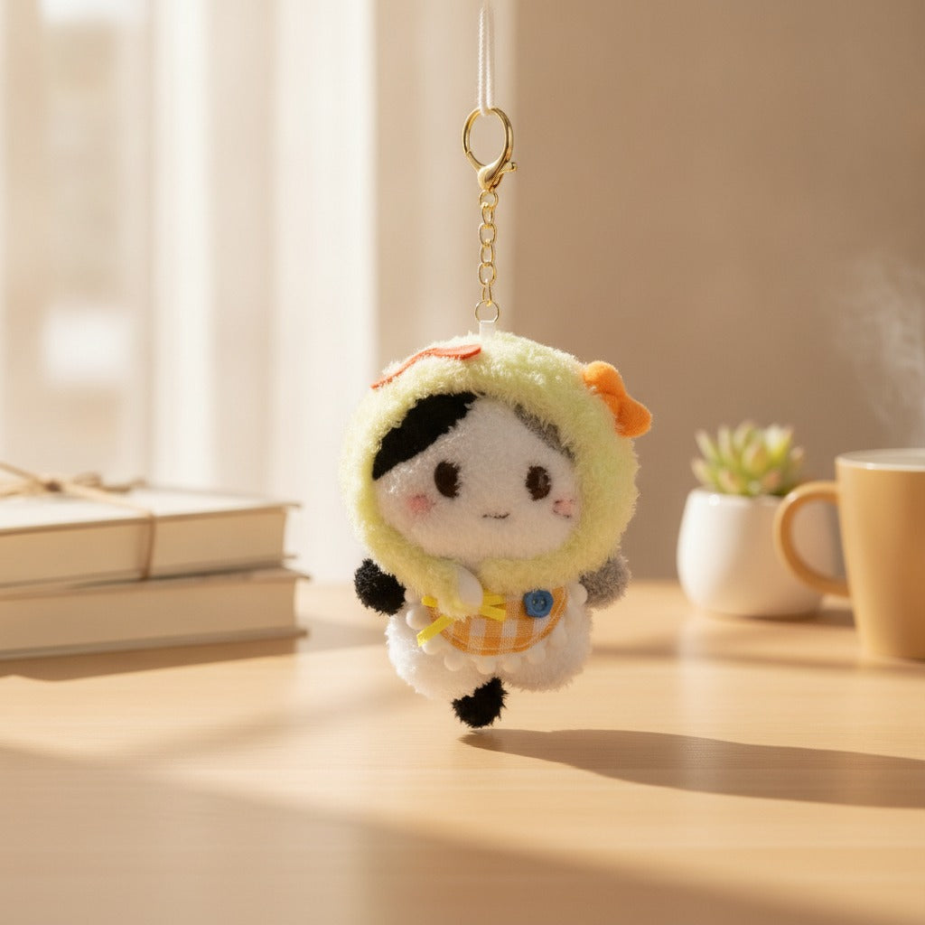 Hooded Plush Cat Keychain Charm – novelty & toys (view 2)