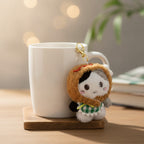 Cute Plush Hooded Cat Keychain – novelty & toys (view 2)