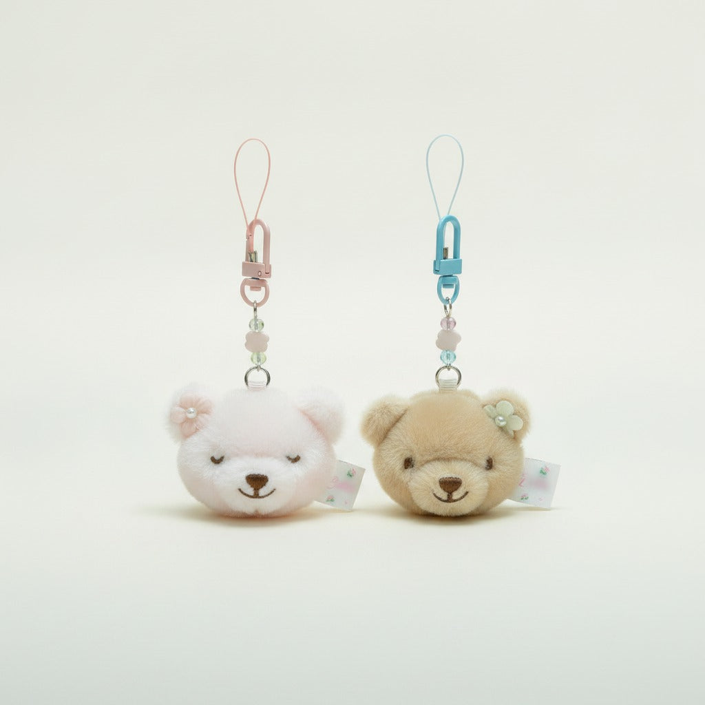 Kawaii Plush Bear Head Keychain – novelty & toys (view 1)