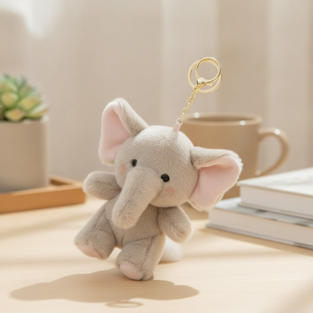 Cute Fluffy Elephant Keychain Charm – novelty & toys (view 2)