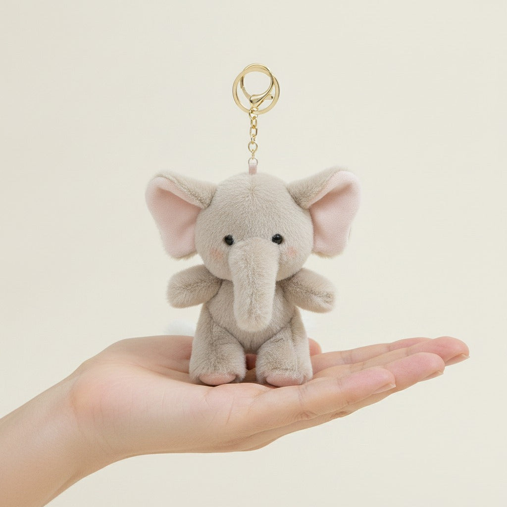 Cute Fluffy Elephant Keychain Charm – novelty & toys (view 3)
