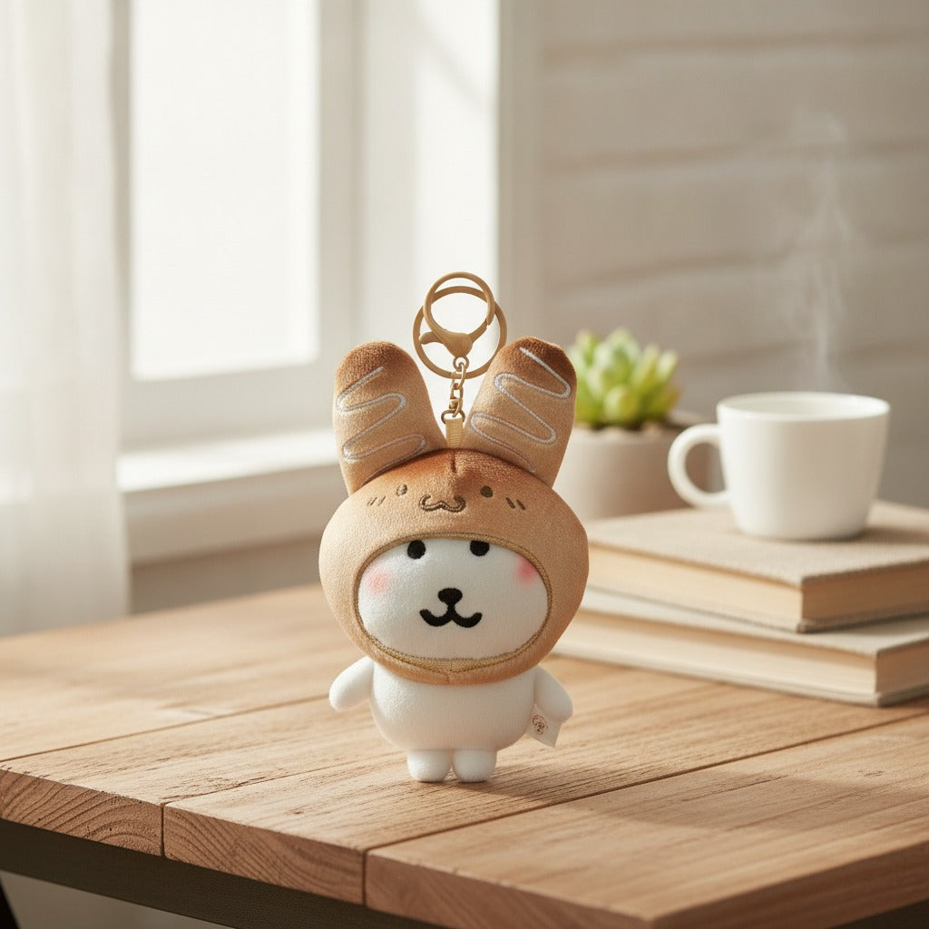 Cute Bread Bunny Plush Keychain – novelty & toys (view 2)
