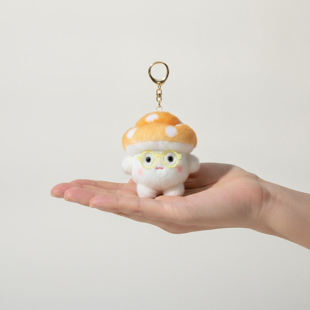 Cute Mushroom Plush Keychain with Glasses – novelty & toys (view 3)