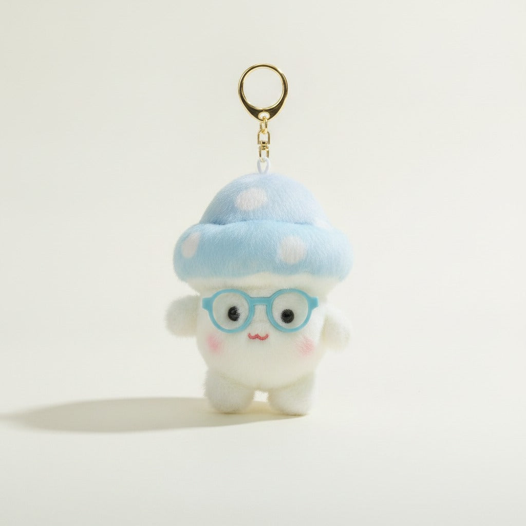 Cute Mushroom Plush Keychain with Glasses – novelty & toys (view 1)